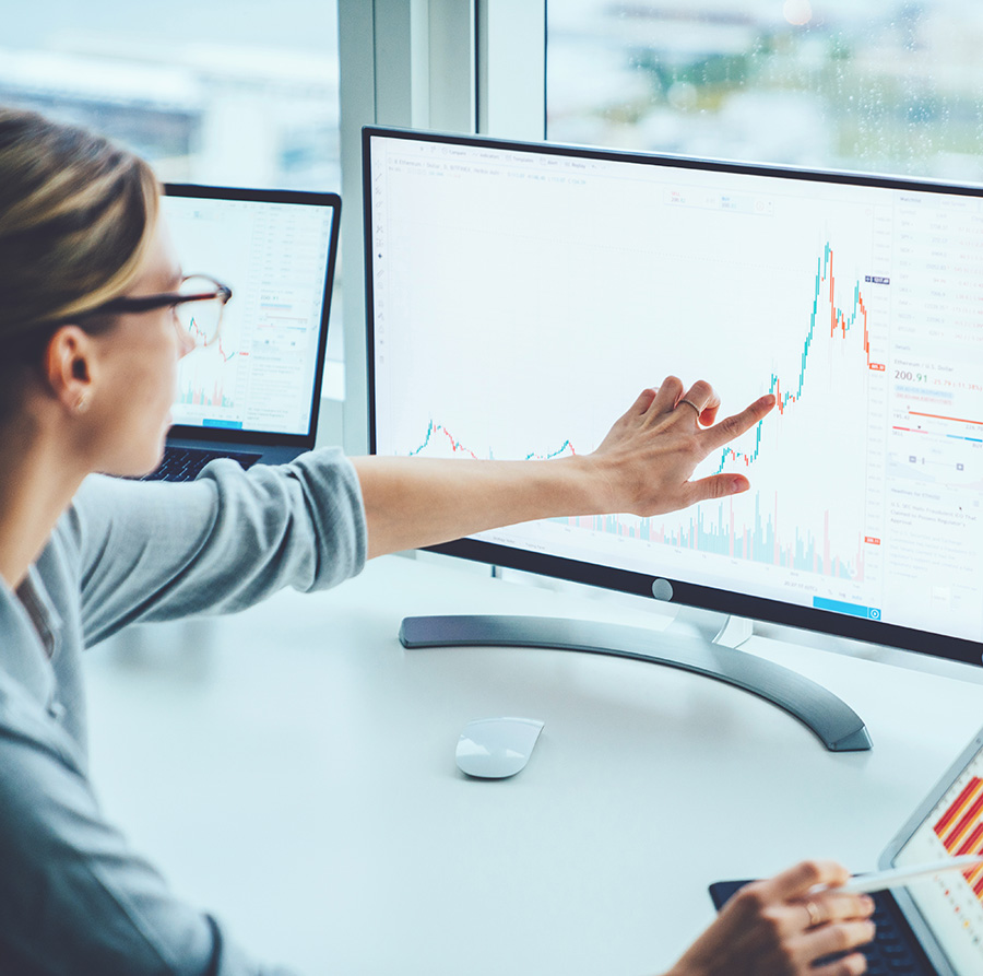 Image of a person looking at the monitor