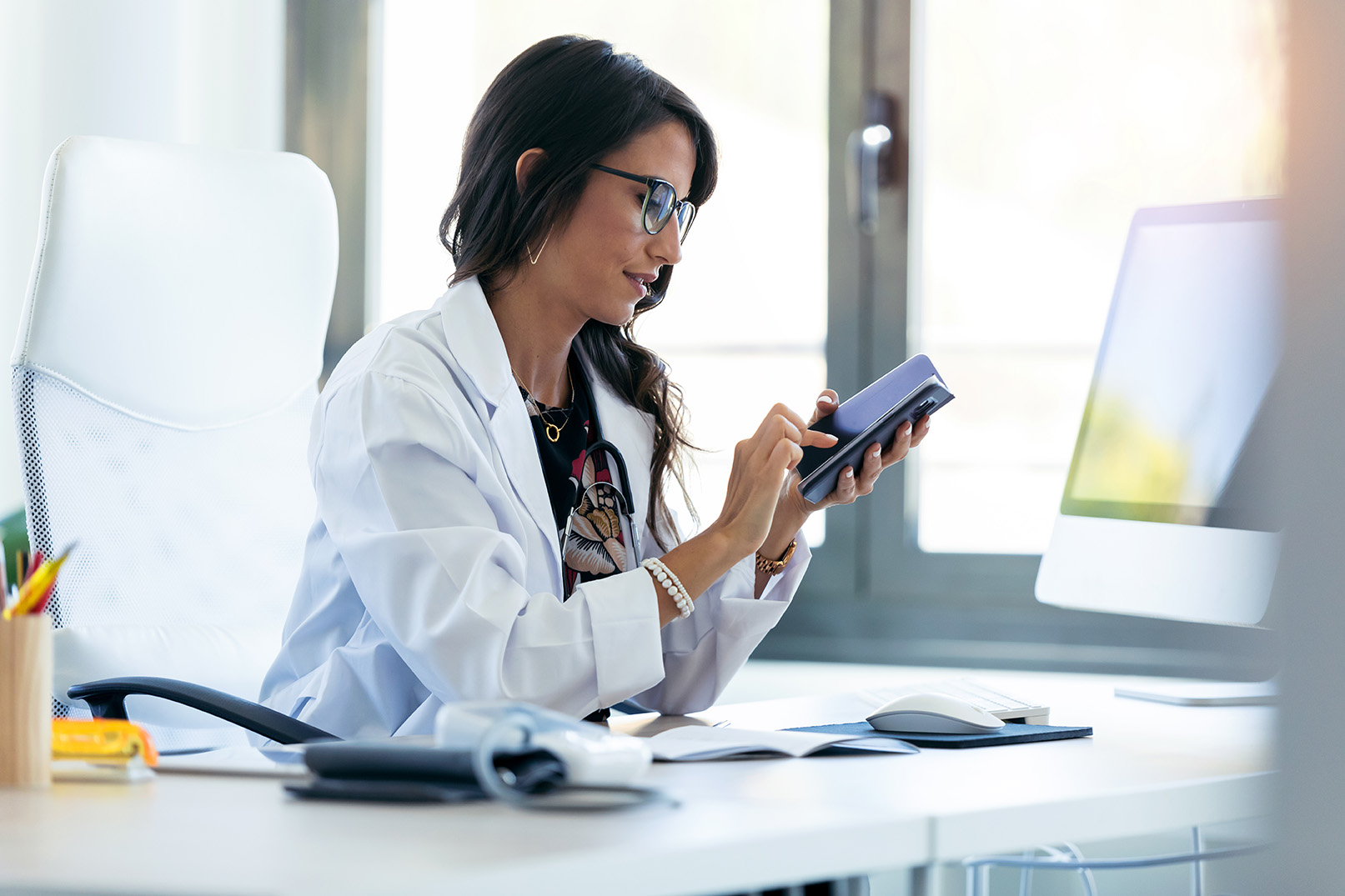 Nurse with phone