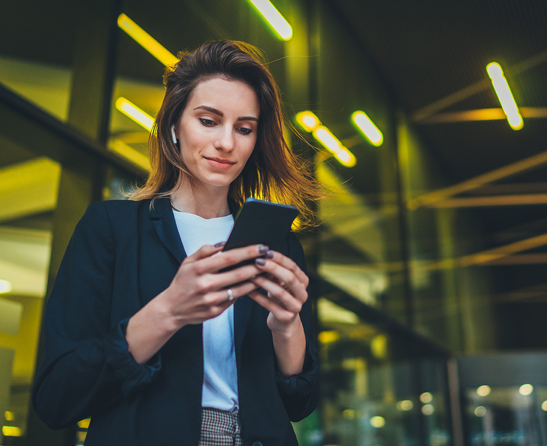 Person accessing mobile device